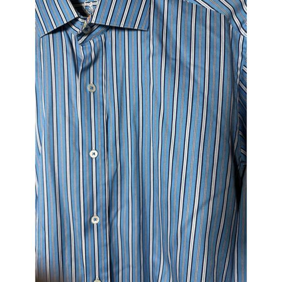 Bugatchi Uomo Men’s Long Sleeve Blue Button Down Shirt Flip Cuffs Small - Picture 4 of 6